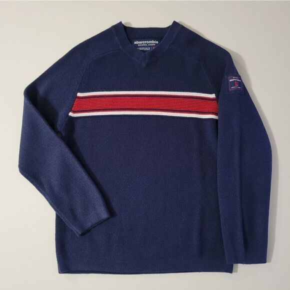 Abercrombie Boys Navy V-neck Long Sleeve Sweater - Picture 1 of 10